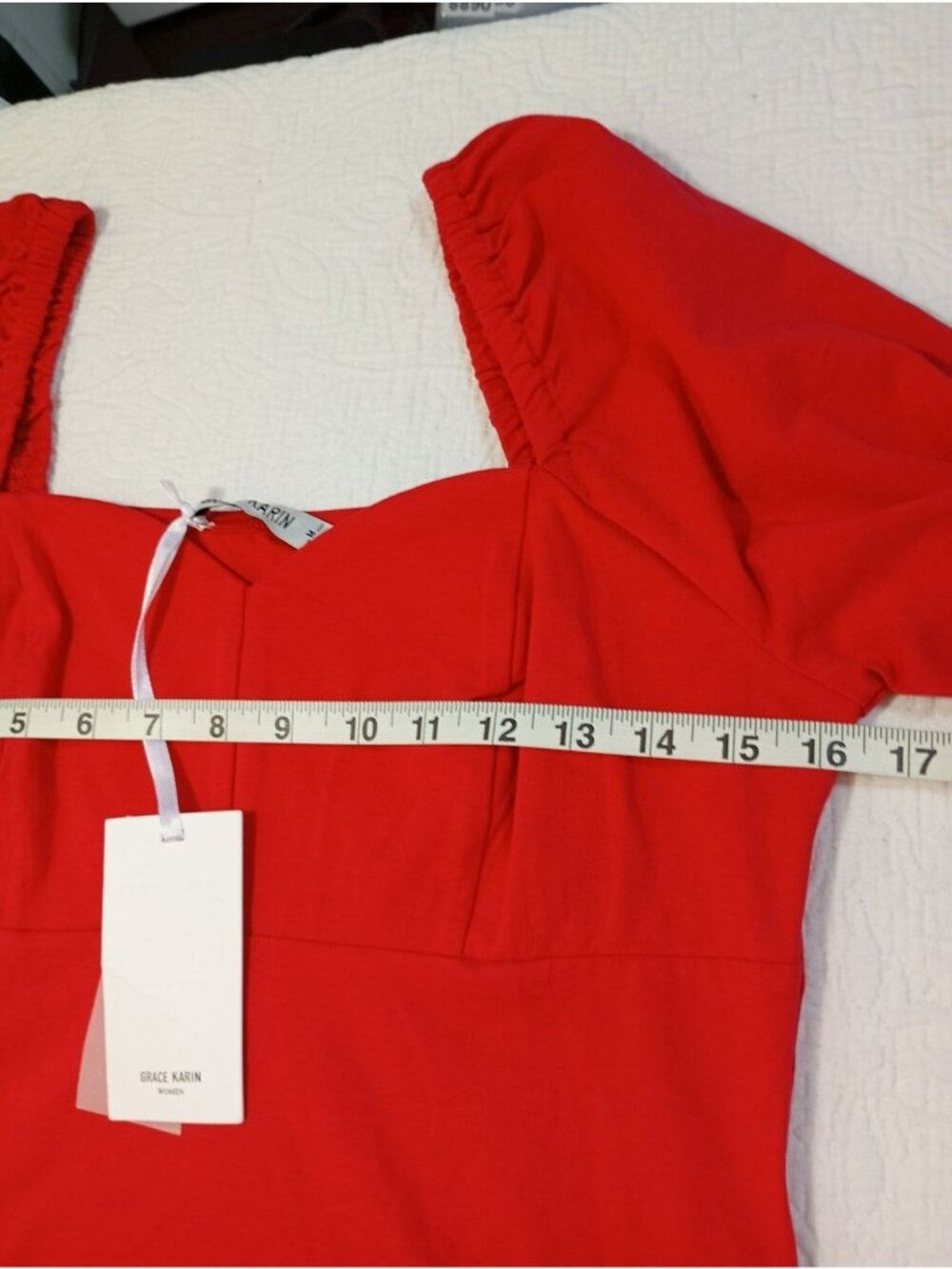 NWT Grace Karin Womens Red Long-Sleeve Square Neck Blouse Size M - Picture 10 of 11